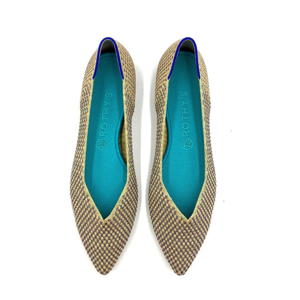 Rothy's The Point Multi Metallic Flat 11 New Gold Eco Friendly Retired